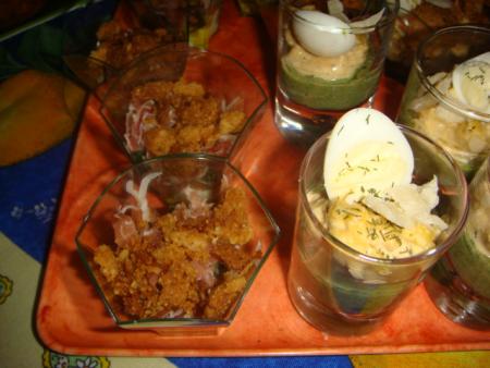 Verrines aux courgettes et jambon serrano au crumble de parmesan